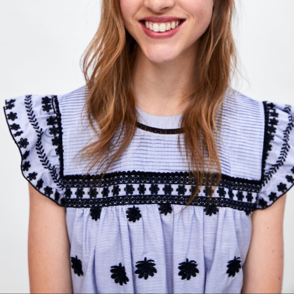 ZARA BLOGGERS FAV EMBROIDERED FLORAL MIDI STRIPED DRESS NEW WITH TAGS XS - Picture 11 of 14